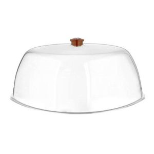 GastroPlast Yuvarlak Polikarbonat Fanus, 35 cm, Kahverengi Kulplu