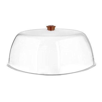 GastroPlast Yuvarlak Polikarbonat Fanus, 35 cm, Kahverengi Kulplu