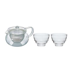 Hario CHJMN-HU-2 Cha Cha Kyusu Maru Demlik ve 2'li Bardak Seti, 450 ml