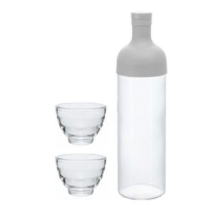 Hario FIHU-2012-PGR-EX Demleme Şişesi ve Bardak Seti, 750 ml, Gri