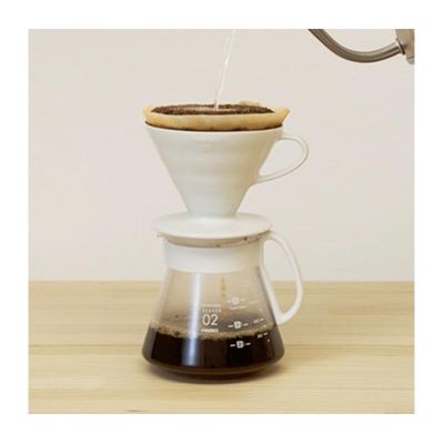 Hario XVDD-3012W V60 02 Seramik Kahve Demleme Seti, Beyaz - Görsel 2