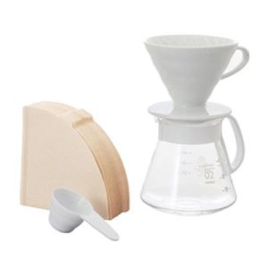 Hario XVDD-3012W V60 02 Seramik Kahve Demleme Seti, Beyaz
