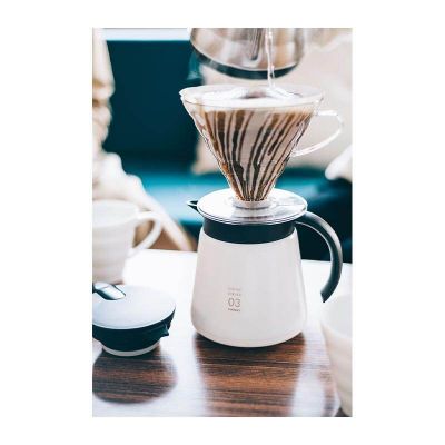 Hario VHS-80W V60 03 Yalıtımlı Paslanmaz Servis Sürahisi, 800 ml, Beyaz - Görsel 2