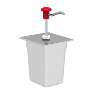 Kalando KD-002 Basmalı Paslanmaz Çelik Sos Pompası, GN 1/6, Kırmızı