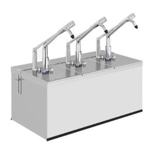 Kalando KD-214 Paslanmaz Çelik Kollu Üçlü Sos Pompası Standı, 1/4, 3x5.25 L