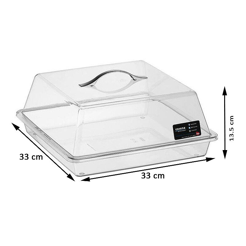 Bora Plastik Metal Kulplu Kare Pasta Kek Kabı Takımı, 33x33 cm - Görsel 2