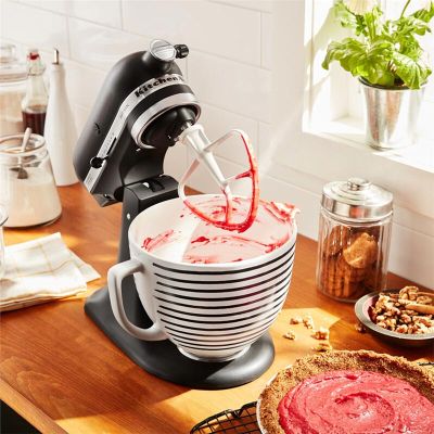 KitchenAid 5KSM2CB5PHS Classic 4.8 L Gövde için Seramik Karıştırma Kasesi, Siyah Beyaz - Görsel 2