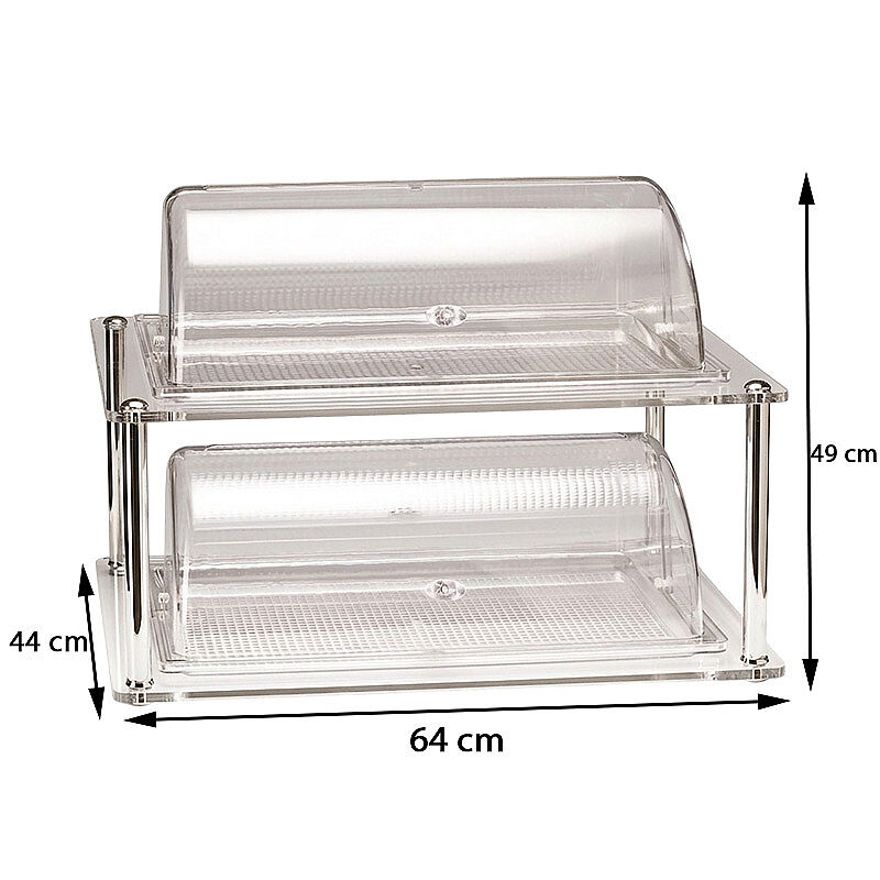 Zicco ZCP-220 Akrilik Standlı Rolltop Kapaklı Polikarbon Teşhir Standı, GN 1/1, 44x64 cm - Görsel 2