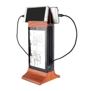Cyclone Masaüstü Mobil Şarj Cihazı, Powerbank, LED Işıklı, Ahşap