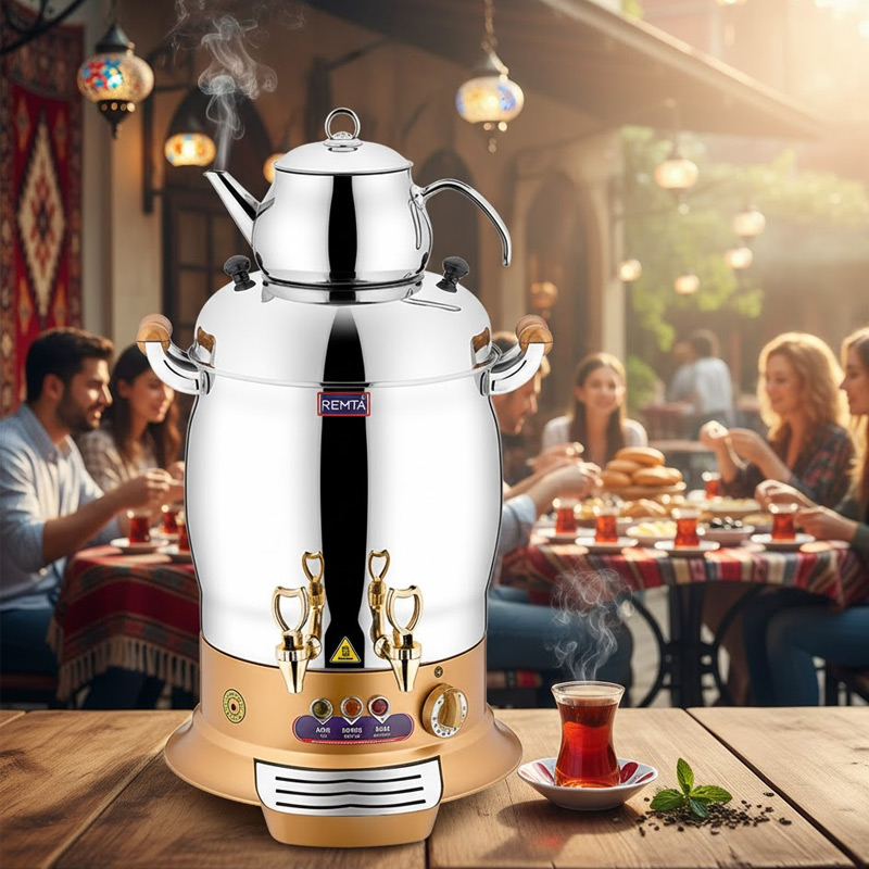 Remta R30 Maksi Çay Makinesi, 2 Demlikli, 16 L, Gold - Görsel 2