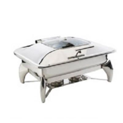 Öztiryakiler Ayaklı Dikdörtgen Cam Kapaklı Chafing Dish, GN 1/1, 9 L, Jel Yakıtlı