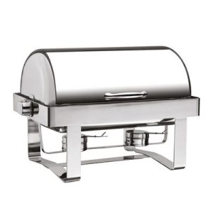 Öztiryakiler Düz Ayaklı 180 Derece Açılır Kapaklı Chafing Dish, GN 1/1, Jel Yakıt + Elektrikli