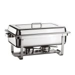 Öztiryakiler Düz Kapaklı Geçme Ayaklı Chafing Dish, GN 1/1, Jel Yakıt + Elektrikli