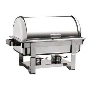 Öztiryakiler Chafing Dish Kızaklı Yekpare Rolltop Kap, İçiçe Geçen Ayak, Jel Yakıt + Elektrikli
