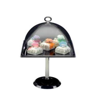 Zicco ZCP-669 Polikarbon Kapaklı Melamin Altlı Fanus Teşhir Standı, 30x30 cm, Siyah