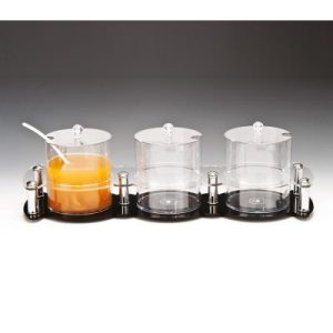 Zicco ZCP-132 Polikarbon 3 Bölmeli Sosluk Reçellik Standı, 2.1 L, 21x65 cm