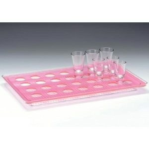 Zicco ZCP-678 Polikarbon Tepsili Shot Servis Standı, 28'li, 44x28 cm, Pembe