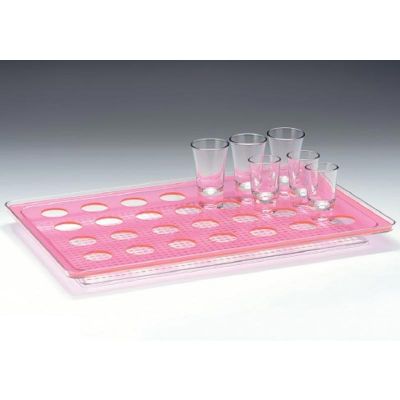 Zicco ZCP-678 Polikarbon Tepsili Shot Servis Standı, 28'li, 44x28 cm, Pembe