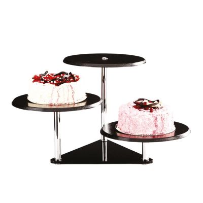 Zicco ZCP-045 Üçgen Tabanlı Tepsili Polikarbon Teşhir Standı, 30 cm, Siyah