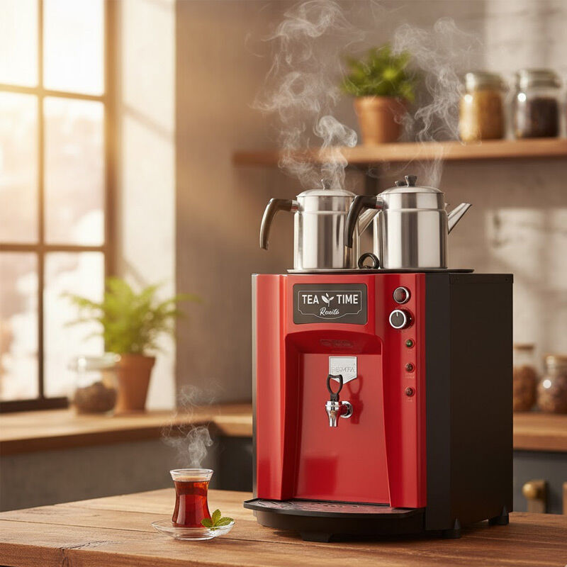 Remta DE10SP Premium Jumbo Şamandıralı Çay Makinesi, 3 Demlikli, 40 L, Elektrikli, Kırmızı - Görsel 2