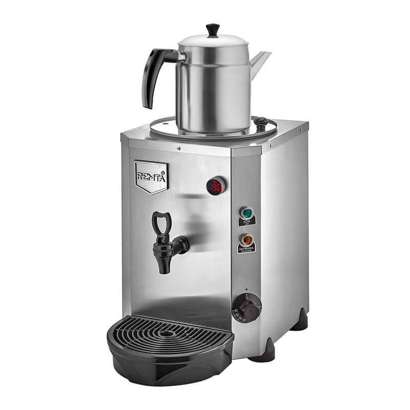 Remta DE14 Jumbo Çay Makinesi, Tek Demlikli, 9 L, Elektrikli, Krom