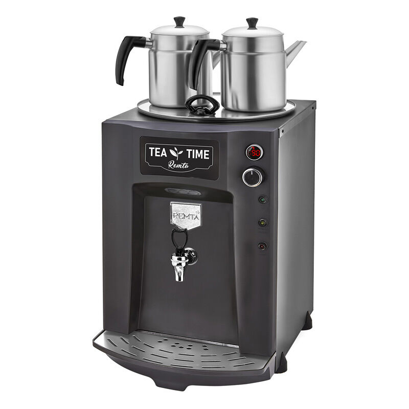 Remta DE11P Premium Jumbo Çay Makinesi, 2 Demlikli, 23 L, Siyah
