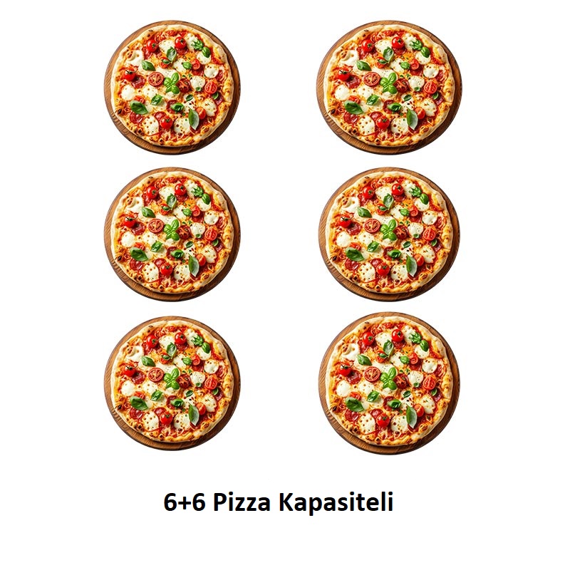 Rinnova 35 cm x 6+6 Pizza Kapasiteli Elektronik Kontrollü Geniş Model Çift Katlı Pizza Fırını, Elektrikli - Görsel 2