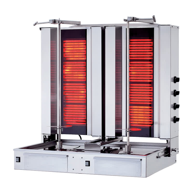 Rinnova KLG171T İkiz Model Döner Ocağı, 4+4 Radyanlı, Elektrikli, Alttan Motorlu, Hareketli Gövde, Camlı