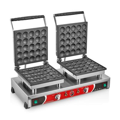 SilverInox B12 Yuvarlak Bubble Waffle Makinesi, Çiftli, Kapaklı, Elektrikli