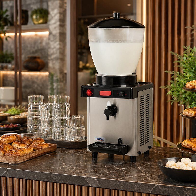 Hosk Special Tek Hazneli Köpüklü Ayran Dispenseri, 19 L, Inox - Görsel 3