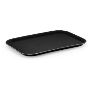 Tria FGD3753 Fiberglass Dikdörtgen Kaydırmaz Tepsi, 37x53 cm, Siyah
