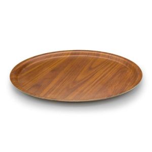 Tria TFY43KWM Mat Yüzey Kaymaz Kraft Yuvarlak Tepsi, 43 cm, Ceviz