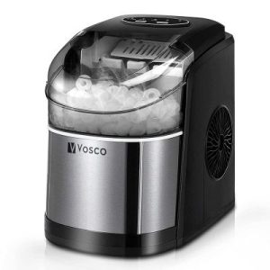 Vosco VHZB-12C Hazneli, Ev Tipi Buz Makinesi, 12 kg/gün Kapasiteli, Siyah