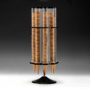 Zicco ZCP-803 Polikarbonat Döner Dondurma Külah Standı, 8'li, Akrilik Standlı, 30x78 cm