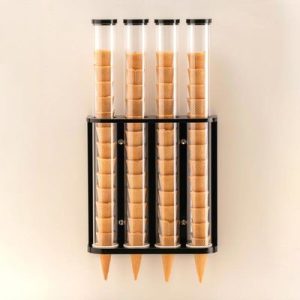 Zicco ZCP-801 Polikarbonat Dondurma Külah Standı, 4'lü, Akrilik Standlı, 10x32x57 cm