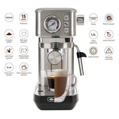 Ariete 1381/10 Moderna Slim Espresso Kahve Makinesi, Krom - Görsel 3