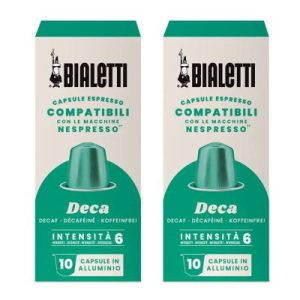 Bialetti Decaffeinato Nespresso Uyumlu Kafeinsiz Kapsül Kahve, 2x10 Adet