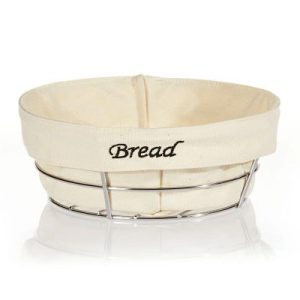 Biradlı BRD-HW179B Yuvarlak Bezli Ekmek Sepeti, 23x23x8.5 cm, Gümüş