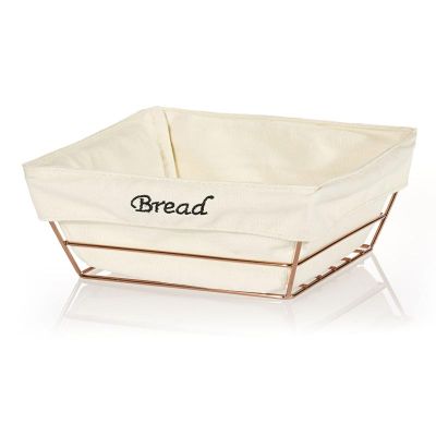 Biradlı BRD-HW180B Kare Bezli Ekmek Sepeti, 22x22 cm, Bakır