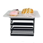 Biradlı Groovy GRV-K20-02 Kare Metal Tabak Yükseltici, 20x20x15 cm, Siyah