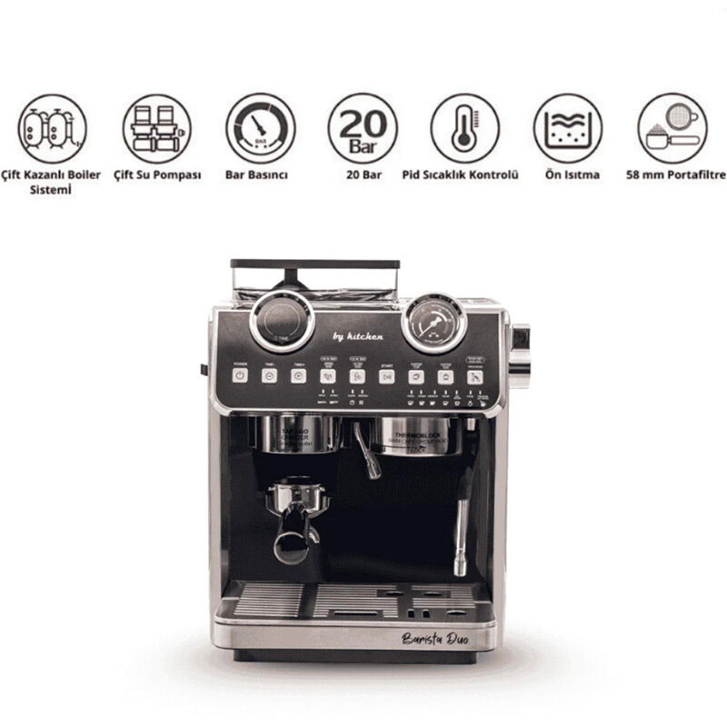By Kitchen Barista Duo Ev Tipi Öğütücülü Espresso Kahve Makinesi - Görsel 2