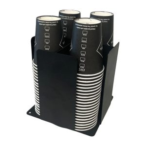 Cafemarkt 16 Oz Bardak Uyumlu 4 Bölmeli Döner Karton Bardak Standı, 20x20 cm, Siyah