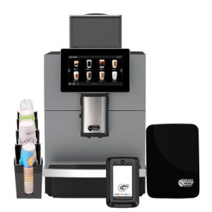 Coffeetech JL30 Ödeme Sistemli Tam Otomatik Kahve Makinesi, Iceberg Süt Soğutucu ve Karton Bardak Standı Hediyeli
