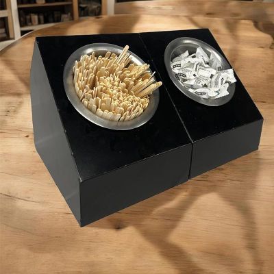 Decorelax 2 Gözlü Çatal Kaşık Şeker Pipet Standı, Siyah - Görsel 5