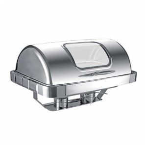 Epinox CDG-9C Roll Top Gömme Camlı Chafing Dish, 9 L, Jel Yakıt + Elektrikli