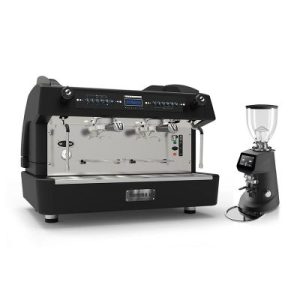 Fiamma Compass 2 Double Boiler Tall Cup Espresso Kahve Makinesi, 2 Gruplu + Fiorenzato F64E Kahve Değirmeni, Siyah