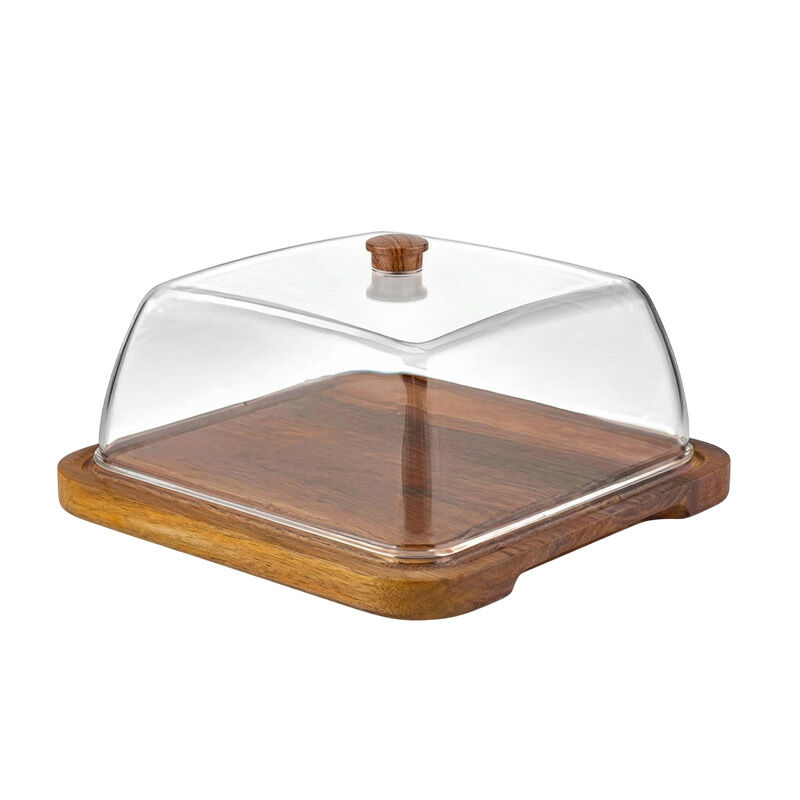 GastroPlast GF-18/BR Polikarbon Ahşap İroko Fanus, 280x280 mm - Görsel 2
