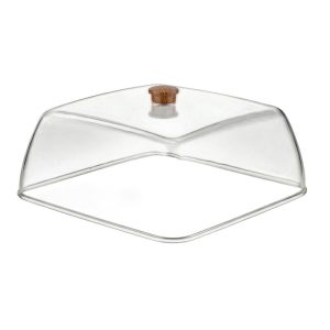 GastroPlast GF-18/BR Polikarbon Ahşap İroko Fanus, 280x280 mm