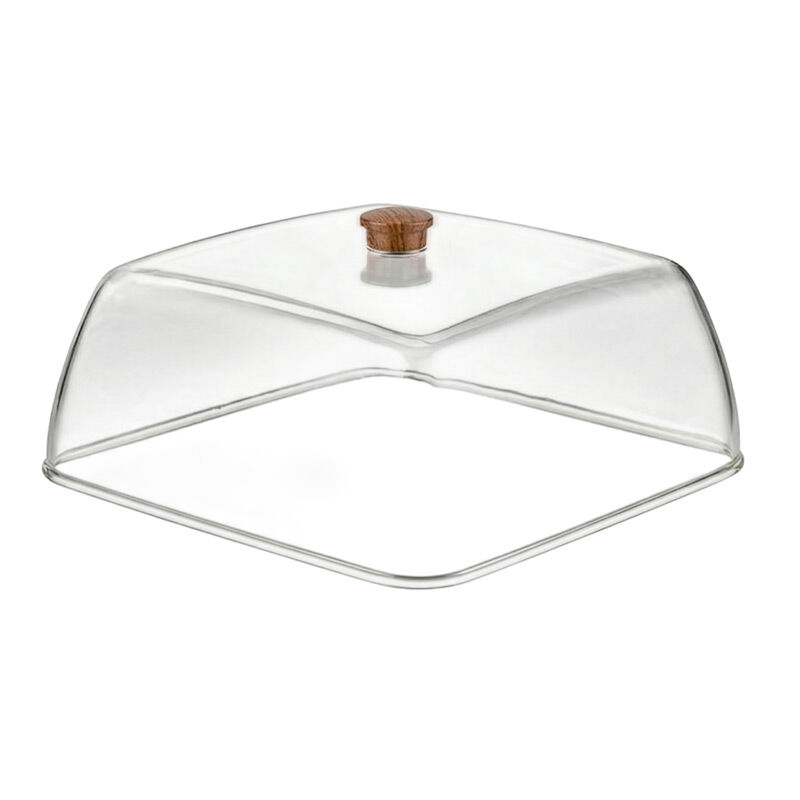 GastroPlast GF-18/BR Polikarbon Ahşap İroko Fanus, 280x280 mm