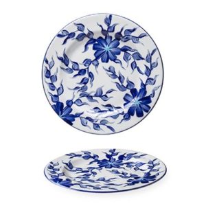 Lilien Indıgo Çiçek Desenli Düz Tabak, 20 cm, Mavi